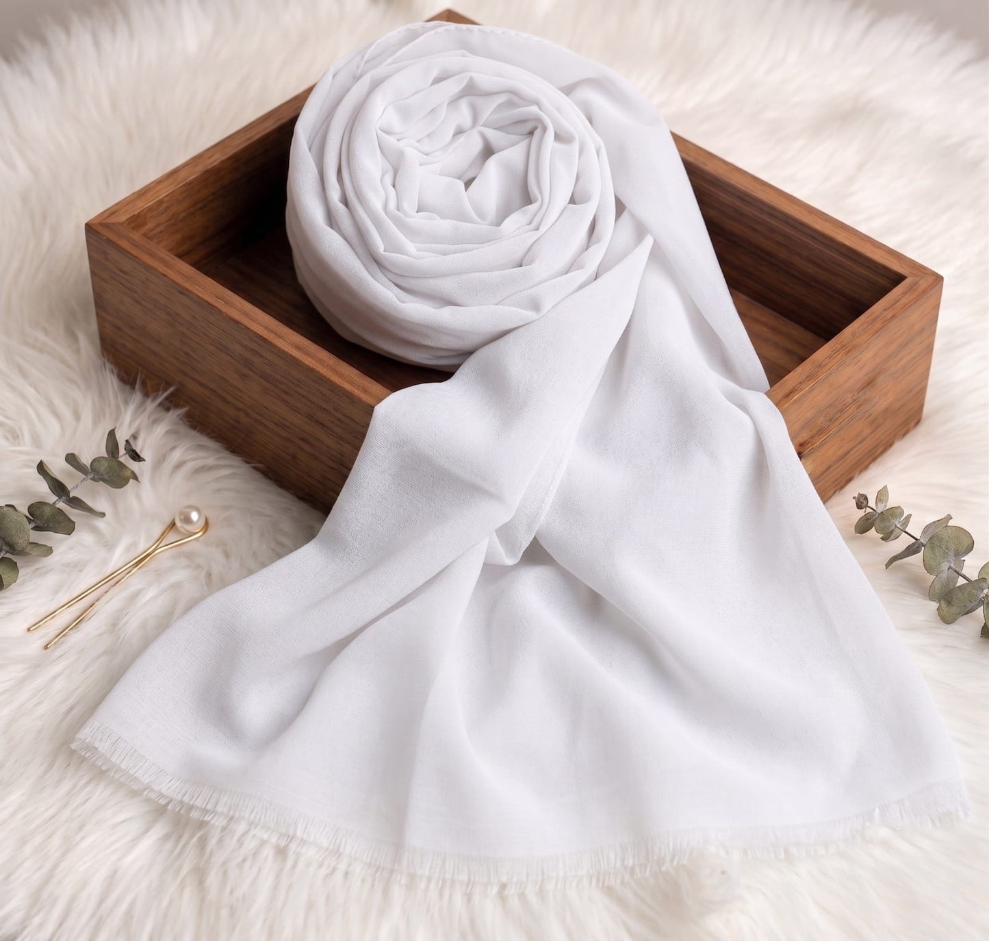 Premium Turkish Lawn Hijab – Ultra-Breathable, No-Slip Summer Scarf (White)
